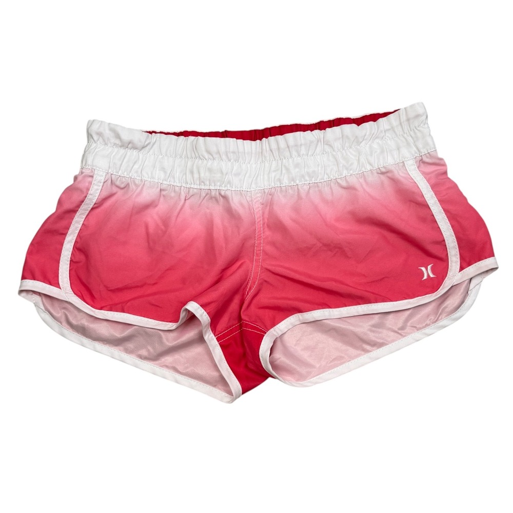 Y2K Hurley Board Shorts Womens XS Pink Ombre Dolphin Hem Swim Beach Running